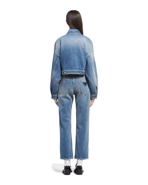 prada cropped organic denim jacket.